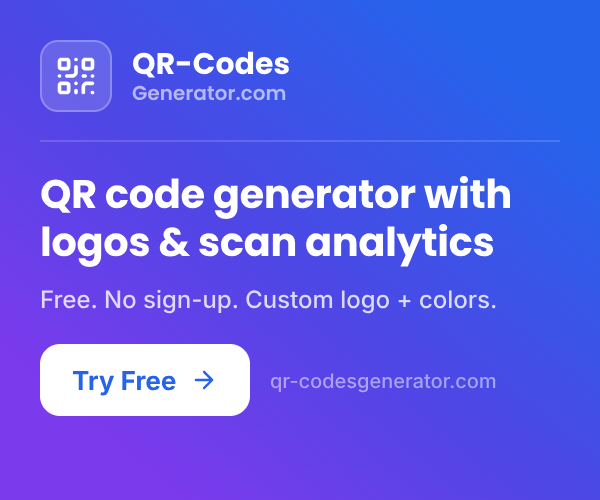 QR-CodesGenerator.com — QR code generator with logos and scan analytics. Try free.